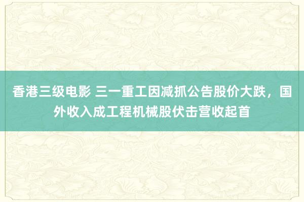 香港三级电影 三一重工因减抓公告股价大跌，国外收入成工程机械股伏击营收起首