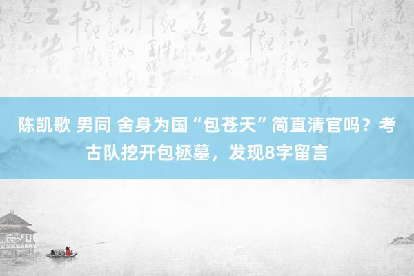 陈凯歌 男同 舍身为国“包苍天”简直清官吗？考古队挖开包拯墓，发现8字留言