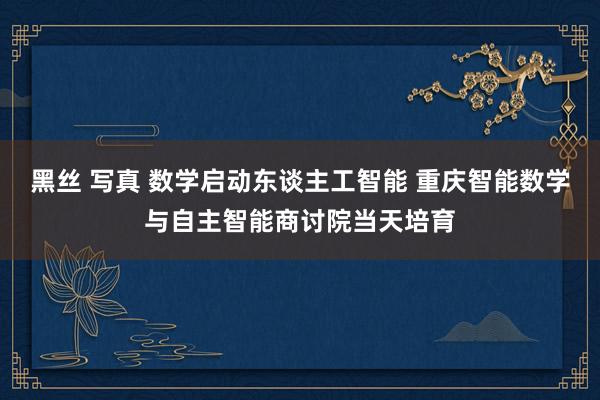 黑丝 写真 数学启动东谈主工智能 重庆智能数学与自主智能商讨院当天培育