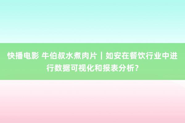 快播电影 牛伯叔水煮肉片｜如安在餐饮行业中进行数据可视化和报表分析？