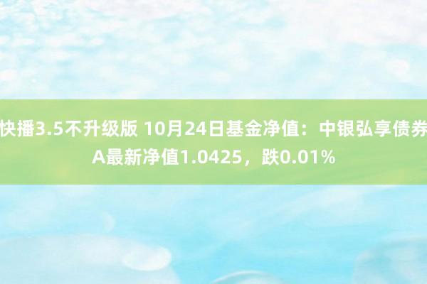 快播3.5不升级版 10月24日基金净值：中银弘享债券A最新净值1.0425，跌0.01%