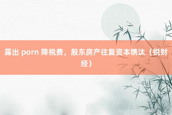 露出 porn 降税费，股东房产往复资本镌汰（锐财经）