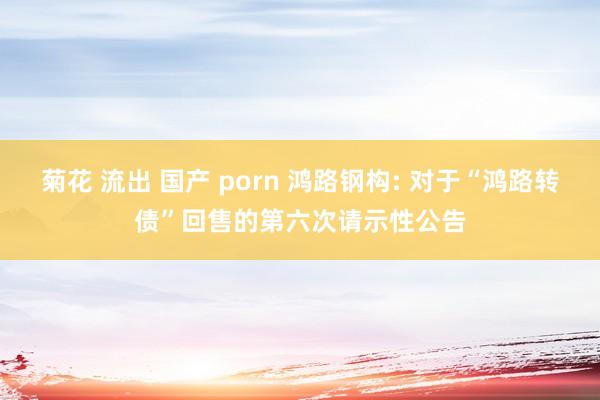 菊花 流出 国产 porn 鸿路钢构: 对于“鸿路转债”回售的第六次请示性公告