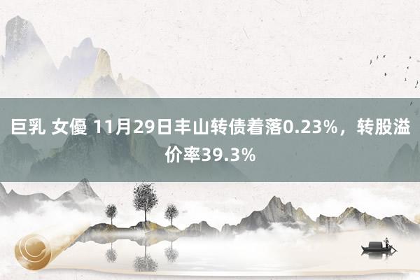 巨乳 女優 11月29日丰山转债着落0.23%，转股溢价率39.3%