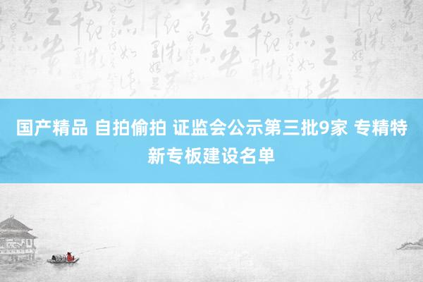 国产精品 自拍偷拍 证监会公示第三批9家 专精特新专板建设名单