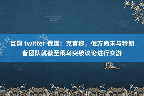 巨臀 twitter 俄媒：克宫称，俄方尚未与特朗普团队就截至俄乌突破议论进行交游