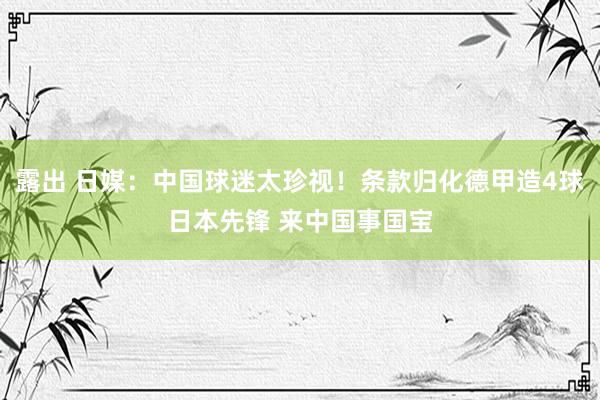 露出 日媒：中国球迷太珍视！条款归化德甲造4球日本先锋 来中国事国宝