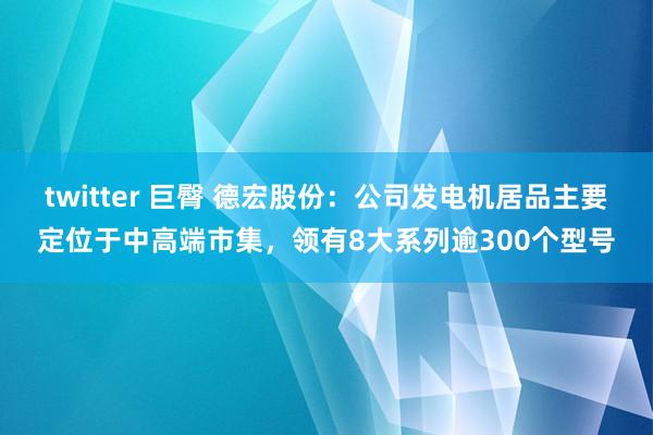 twitter 巨臀 德宏股份：公司发电机居品主要定位于中高端市集，领有8大系列逾300个型号