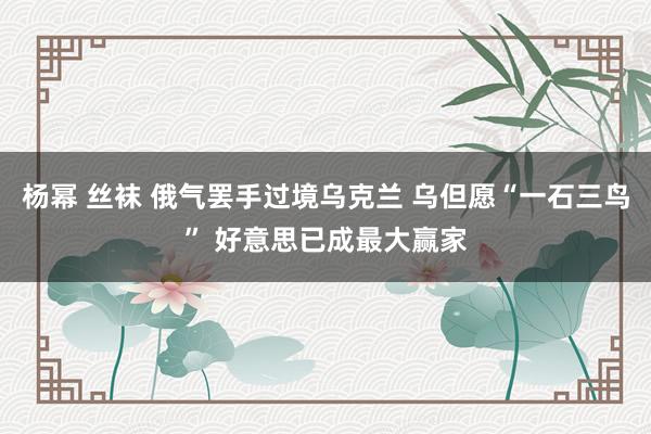 杨幂 丝袜 俄气罢手过境乌克兰 乌但愿“一石三鸟” 好意思已成最大赢家