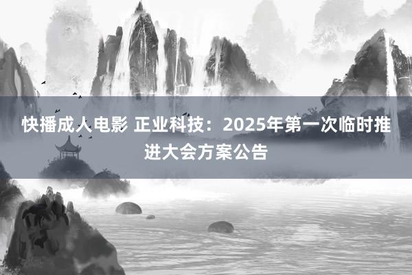 快播成人电影 正业科技：2025年第一次临时推进大会方案公告